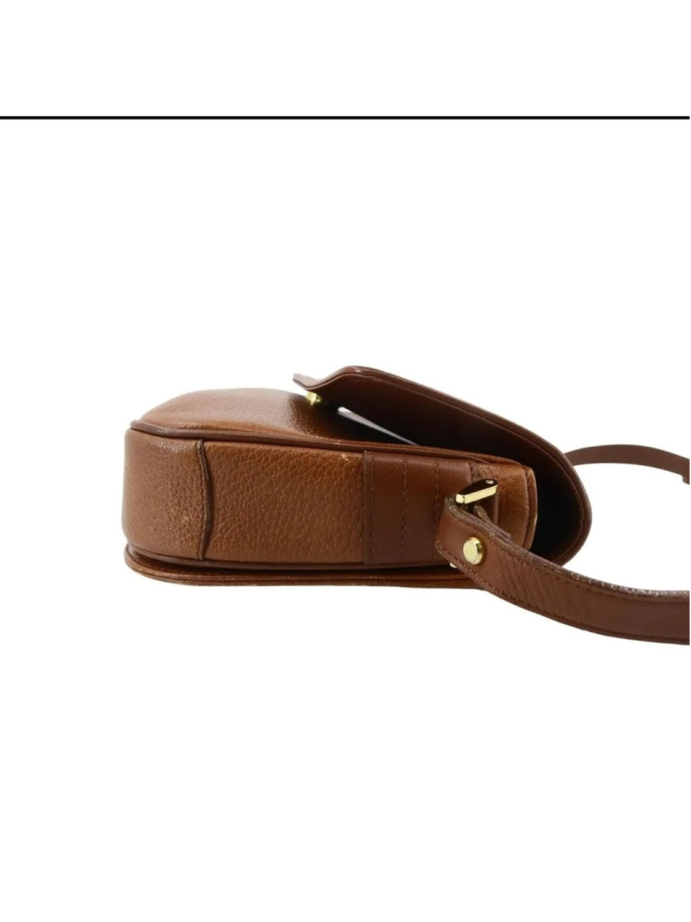 Vintage Burberry Browm Leather Flap Crossbody Bag Authenticated - Picture 5 of 9